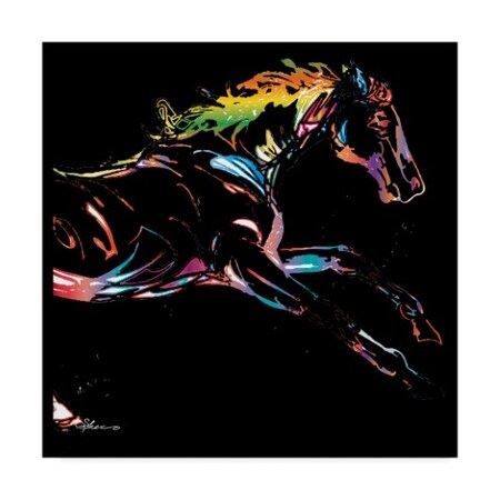Trademark Fine Art Sher Sester 'Scribble Horse On Black' Canvas Art, 14x14 ALI20778-C1414GG